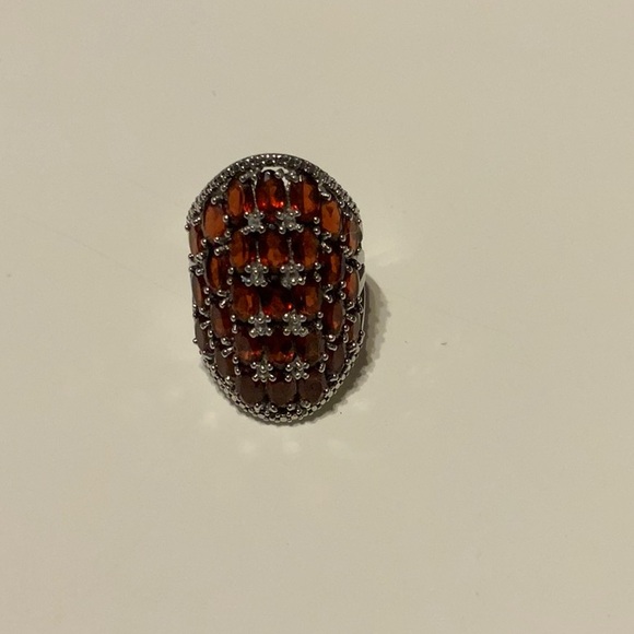Jewelry - Red Garnet Rhodium over Sterling Silver Ring